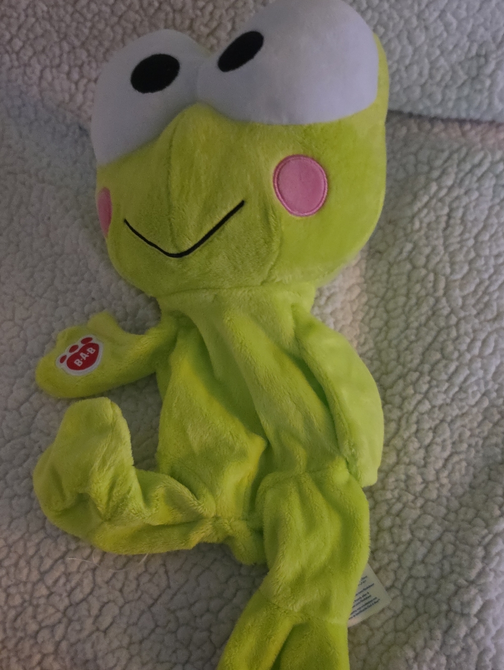 Build a bear Hello kitty Keroppi Bright Green Frog Plush with Pink Heart Tag